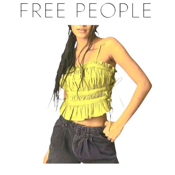 Free People sleeveless fairycore tiered Gabby convertible limoncello top size XS - Picture 1 of 13